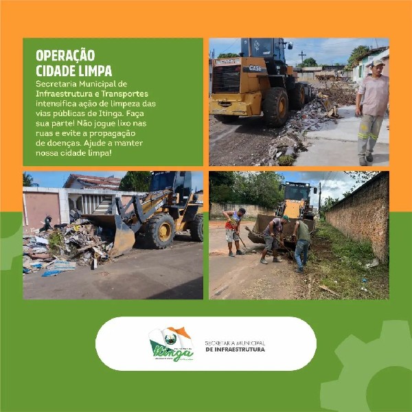 Secretaria Municipal de Infraestrutura e Transportes intensifica ação de limpeza das vias públicas de Itinga